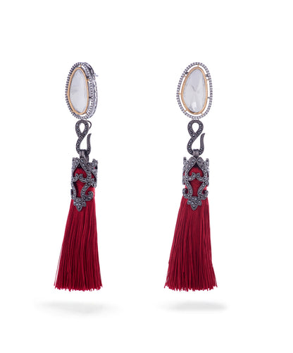 Vintage Vogue Tassel Duster Statement Earrings - Bansri Design 