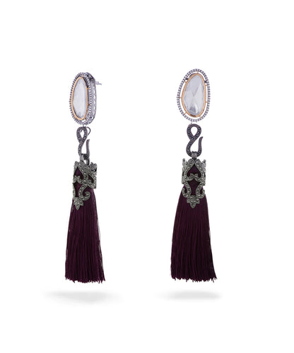 Vintage Vogue Tassel Duster Statement Earrings - Bansri Design 