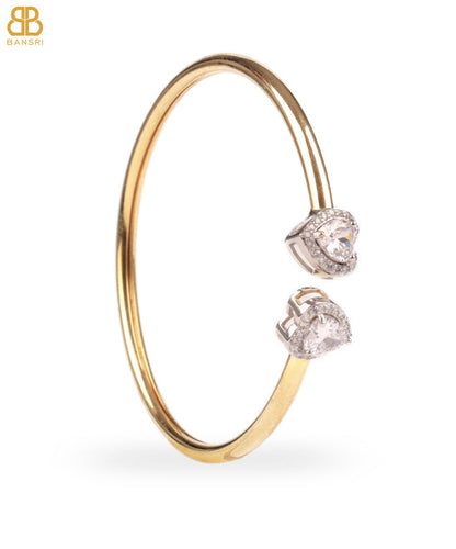 Heart Double Solitaire Flexi Bangle Bracelet & Earring Set