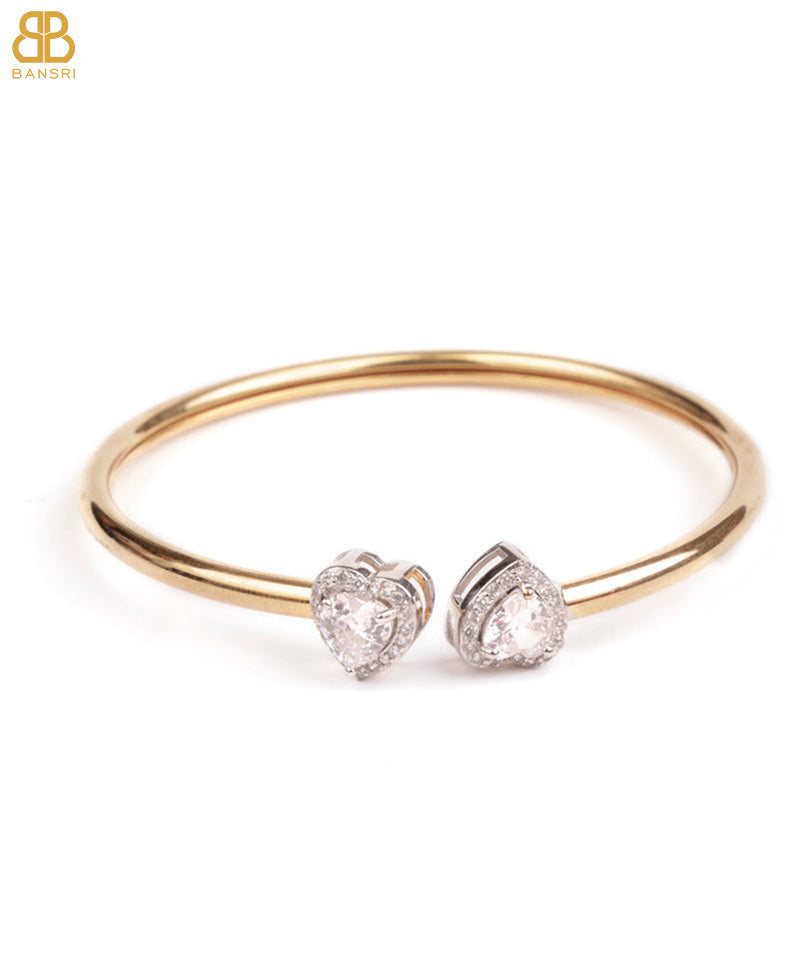 Heart Double Solitaire Flexi Bangle Bracelet & Earring Set