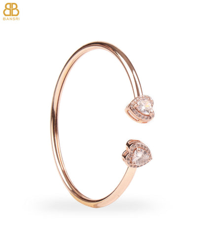 Heart Double Solitaire Flexi Bangle Bracelet & Earring Set
