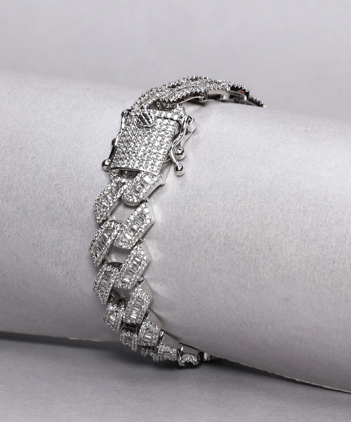 Crystal Encrusted Chunky Cuban Link Statement Bracelet