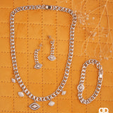 Cuban Link Evil Eye Necklace, Bracelet & Earring Set