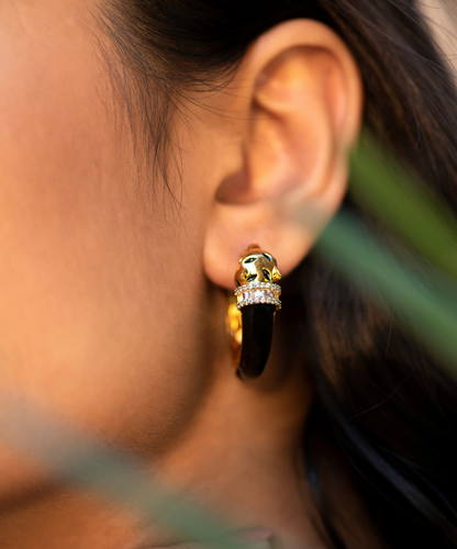 Rosegold Deux Panthera Headed Bracelet Cuff, Earring & Ring