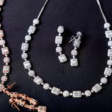 Baguette Uncut Swarovski & CZ Diamond Choker Necklace & Earring Set