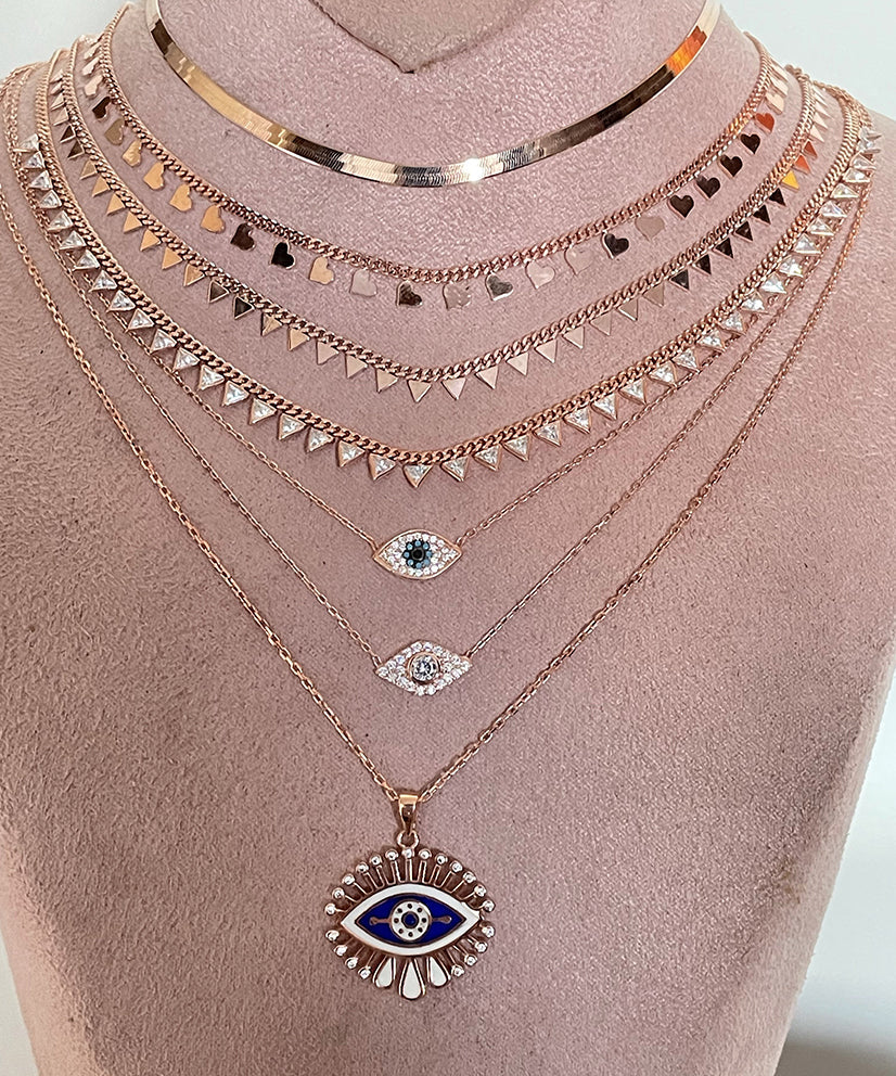 Mini Hearts Collar Chain Necklace - Gold