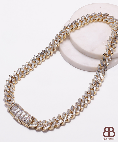 Gleaming Baguette Cuban Link Necklace