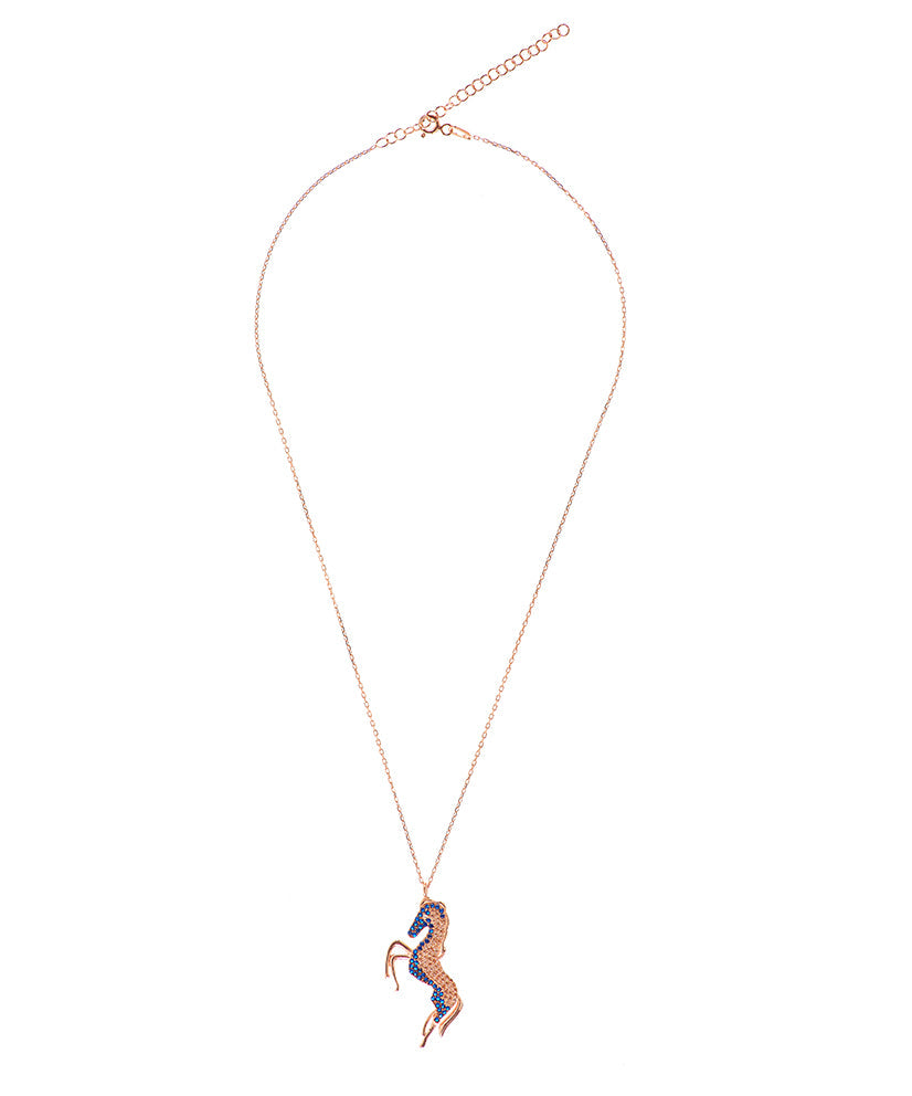 Stallion Horse Necklace with Swarovski Crystals - Bansri Design 