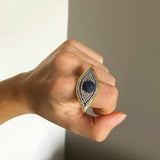 Evil Eye Crystal Encrusted Adjustable Ring