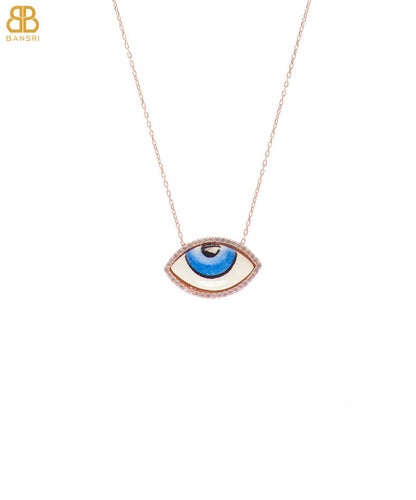Hand Painted Rosegold Evil Eye Necklace