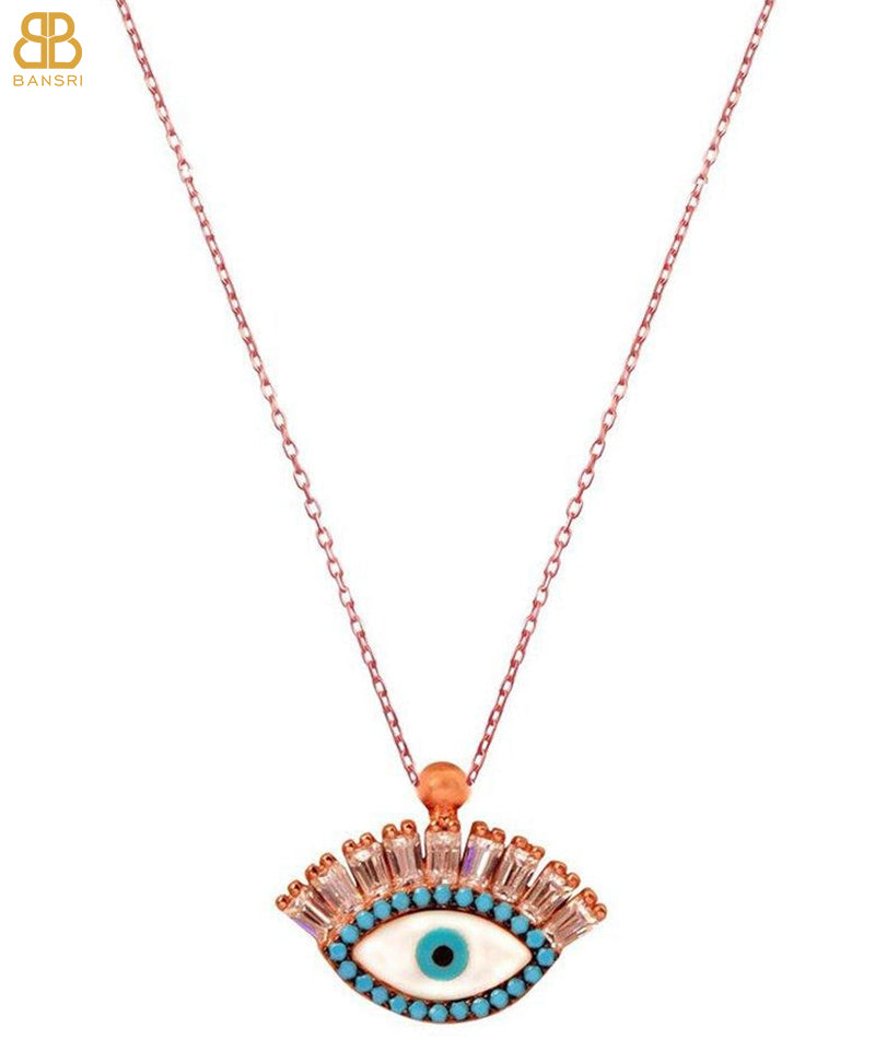 Baguette Cut Crystal Evil Eye Necklace