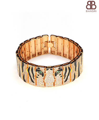 Link Panther Face Diamonte Bracelet