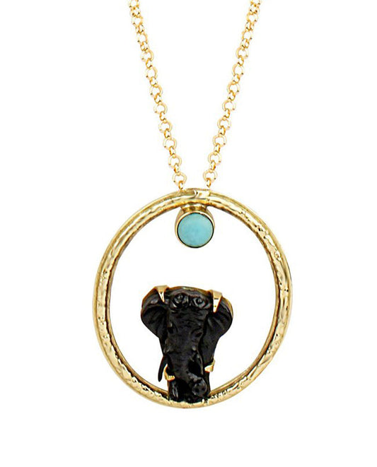 Safari Elephant Carved Pendant Necklace - Bansri Mehta Design