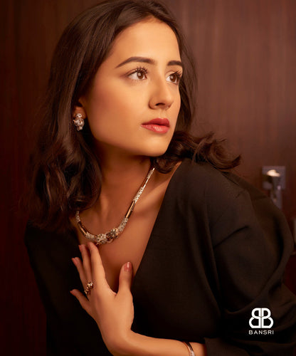 Le Panthera Rosegold Collar Necklace & Earring Set