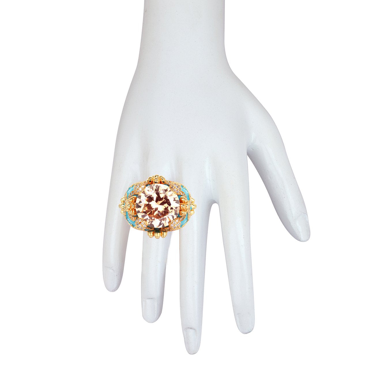 Isabeau Goddess Gold Citrine Cocktail Ring - Bansri Design 