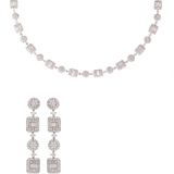 Baguette Uncut Swarovski & CZ Diamond Choker Necklace & Earring Set