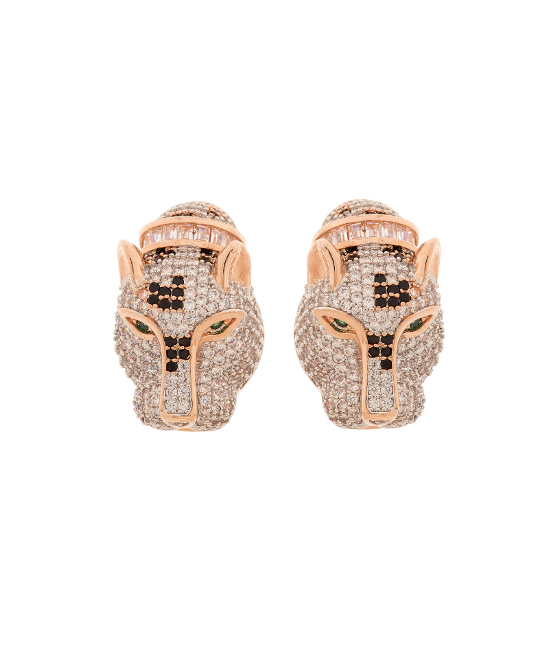 Le Panthera Rosegold Collar Necklace & Earring Set