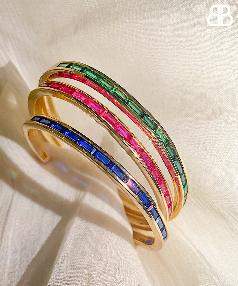Multi Colored Baguette Crystal Band Bracelet