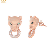Baguette Panther Head Earrings