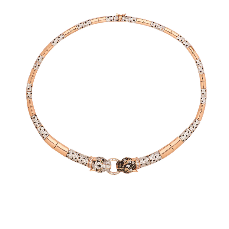 Le Panthera Rosegold Collar Necklace & Earring Set