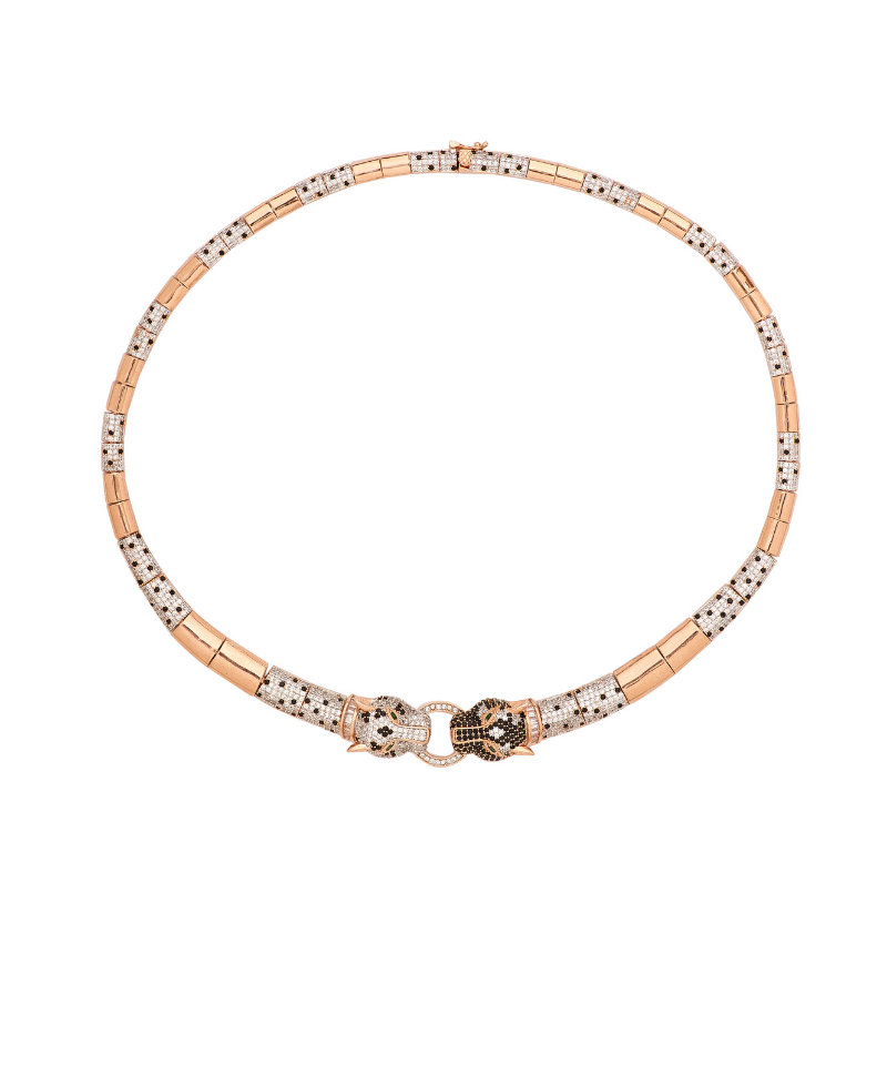 Le Panthera Rosegold Collar Necklace & Earring Set