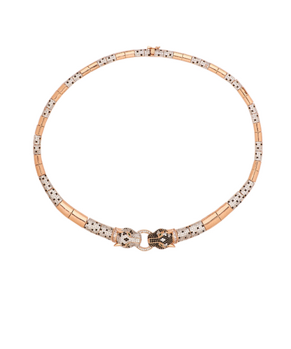Le Panthera Rosegold Collar Necklace & Earring Set