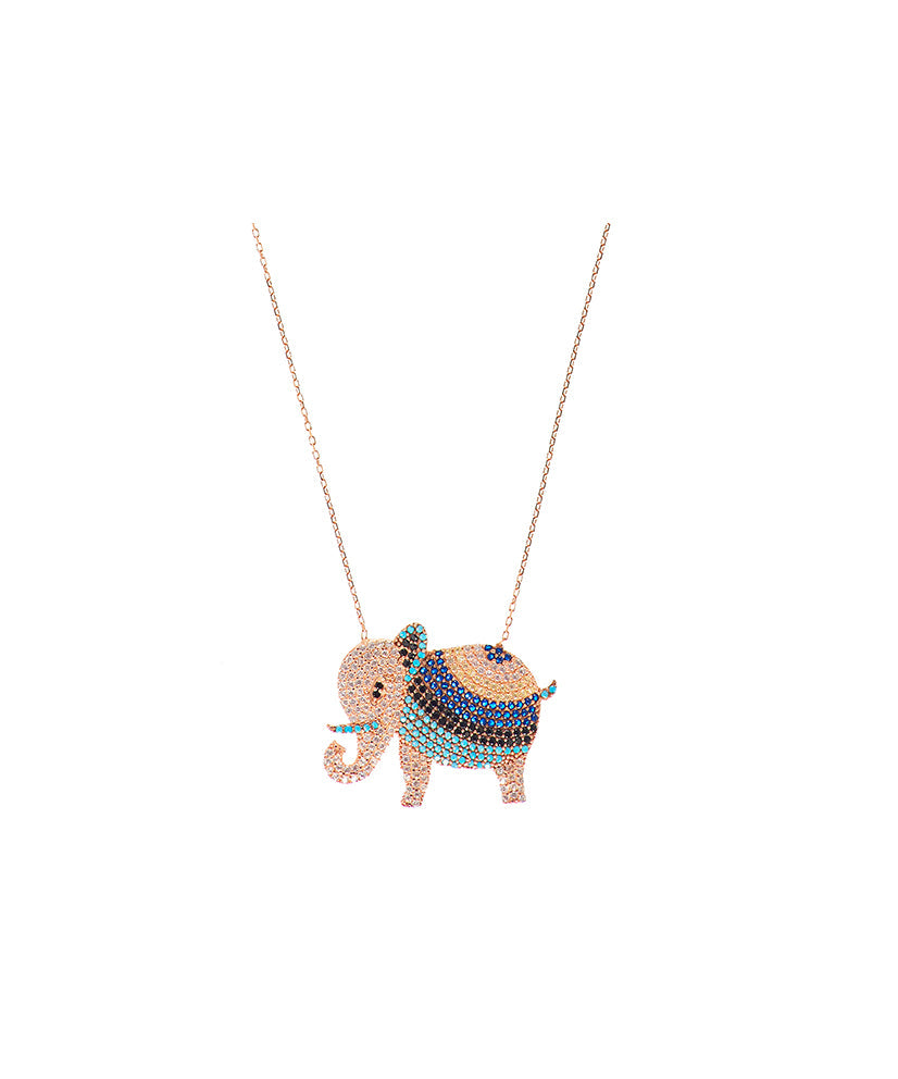 Multicoloured Elephant Necklace with Swarovski Crystals