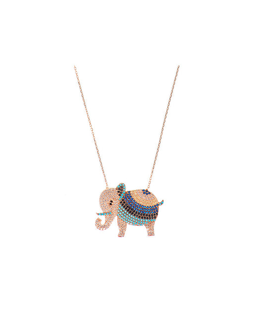 Multicoloured Elephant Necklace with Swarovski Crystals