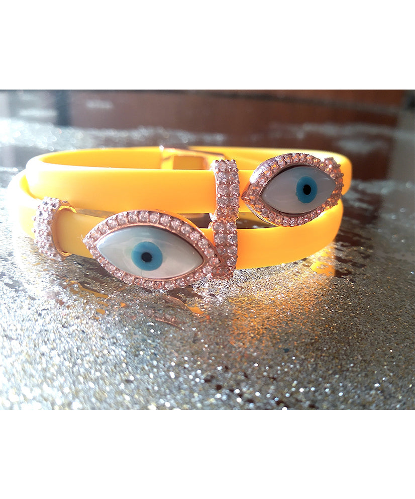 Sterling Silver Double Evil Eye Adjustable Wrap Bracelet - Bansri Design 