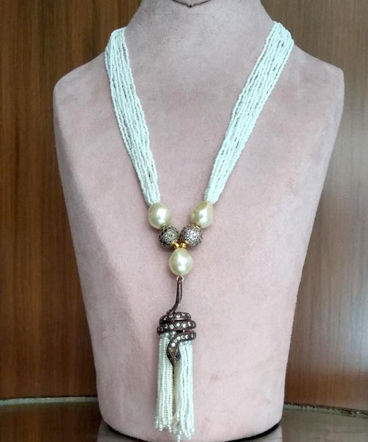 Tassel Serpentine Pendant Pearl Necklace