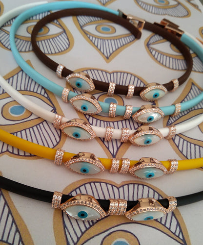 Sterling Silver Double Evil Eye Adjustable Wrap Bracelet - Bansri Design 