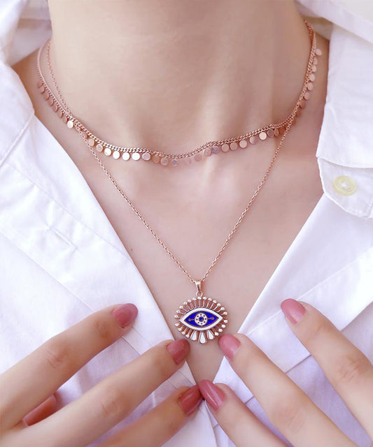 Enamel Carved Evil Eye Necklace