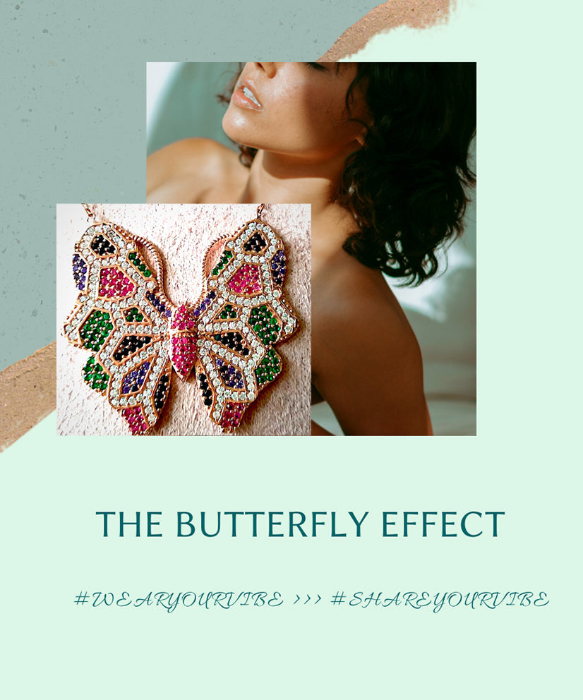 Multi hued Butterfly Necklace