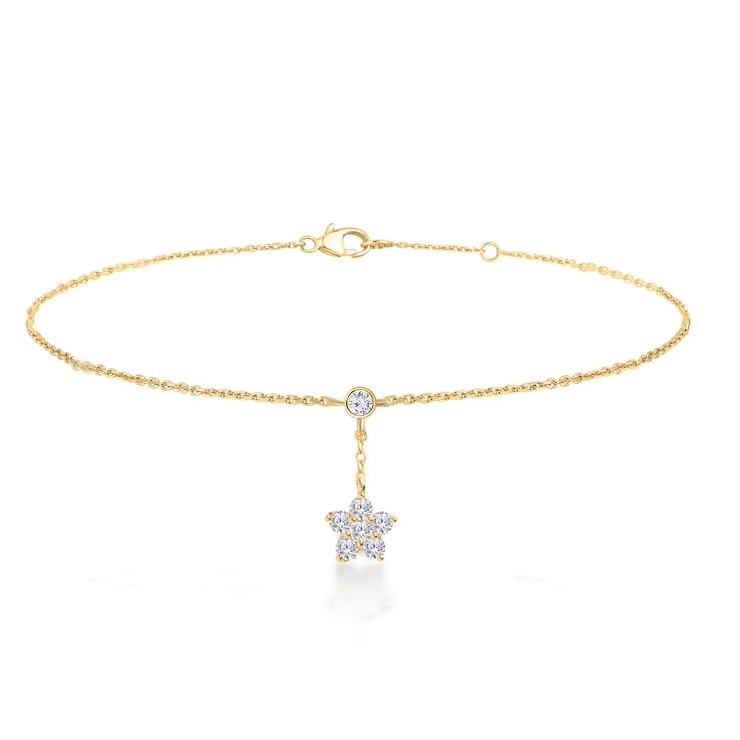 Floral Crystal Charm Anklet