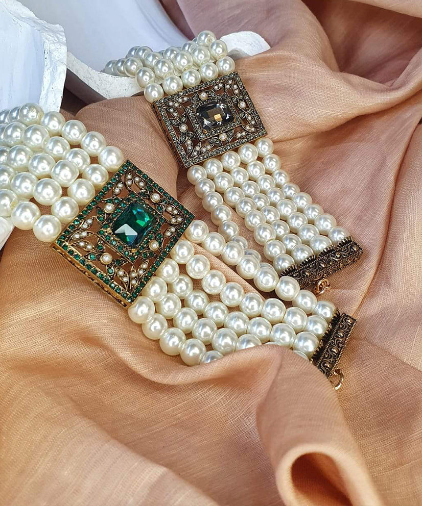 Maharani Pearl Necklace, Bracelet & Earring Set