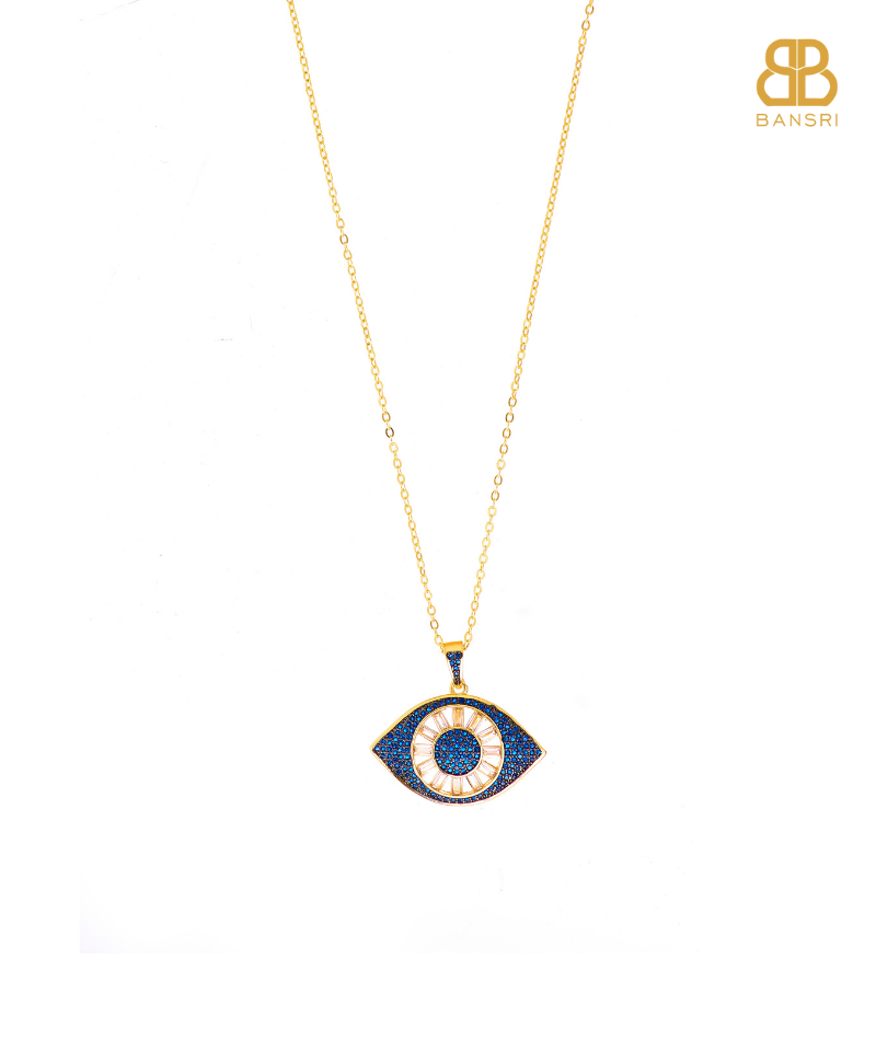 Evil Eye Baguette Pendant Charm Necklace