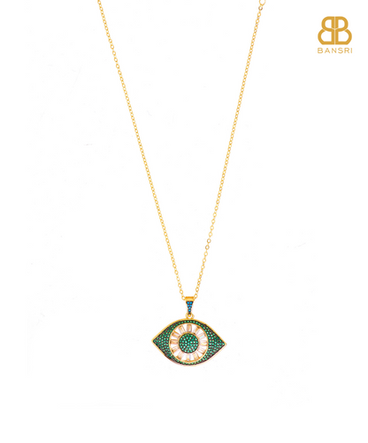 Evil Eye Baguette Pendant Charm Necklace