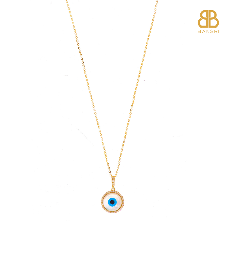 Mini Evil Eye Medallion Disc Pendant Necklace