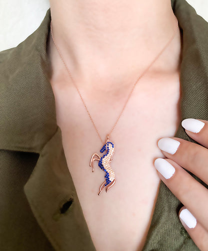 Stallion Horse Necklace with Swarovski Crystals - Bansri Design 