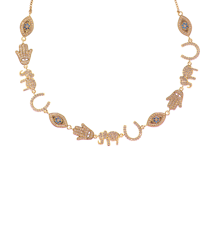 Good Luck Charms Evil Eye Adjustable Choker Necklace