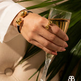 Rosegold Deux Panthera Headed Bracelet Cuff, Earring & Ring