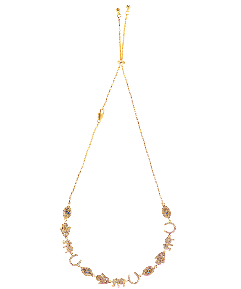 Good Luck Charms Evil Eye Adjustable Choker Necklace