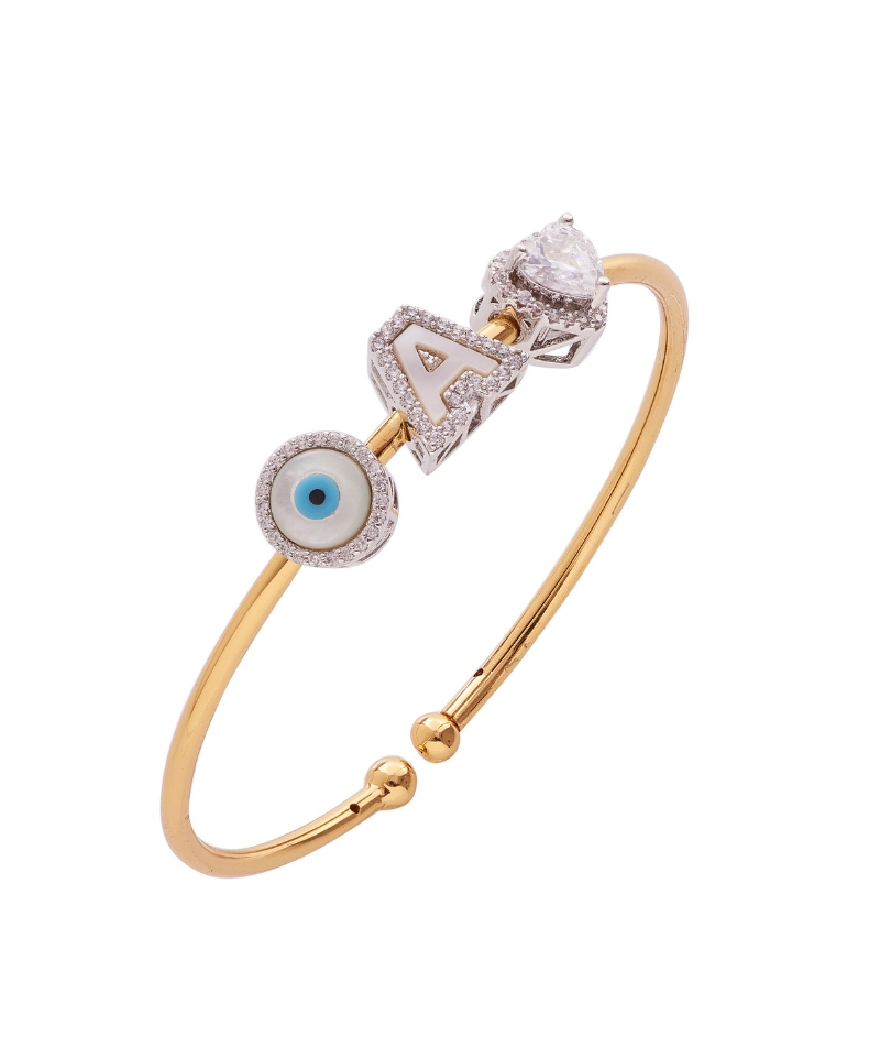 Wish Good Personalized Charm Adjustable Slide Bangle Bracelet
