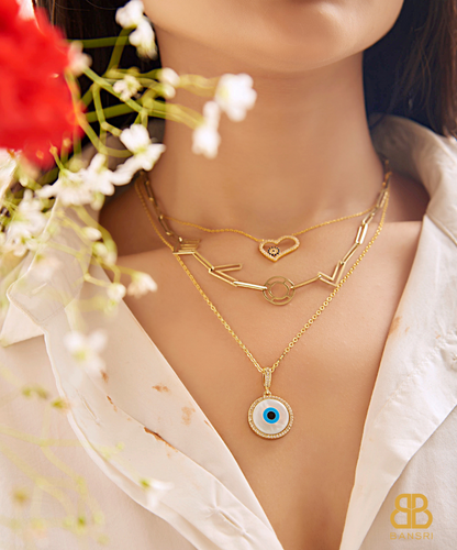 Mini Evil Eye Medallion Disc Pendant Necklace