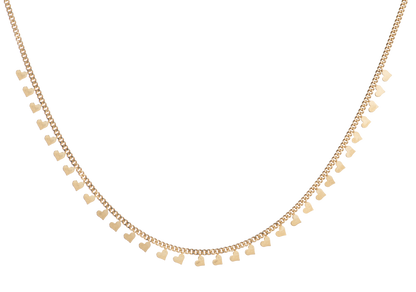 Mini Hearts Collar Chain Necklace - Gold