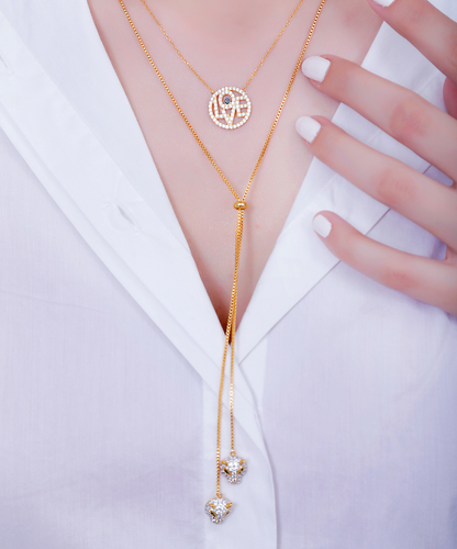 Double Headed Panthera Adjustable Lariat Necklace
