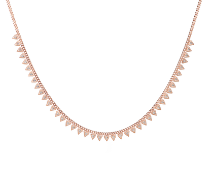 CZ Studded Zigzag Collar Chain Necklace