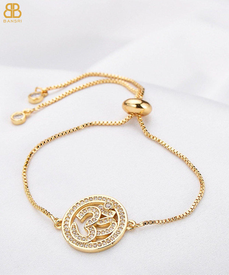 Aum Medallion Tennis Bracelet with Swarovski Crystals