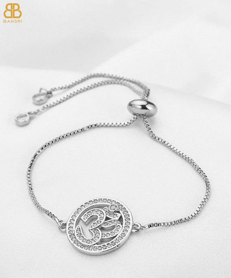 Aum Medallion Tennis Bracelet with Swarovski Crystals