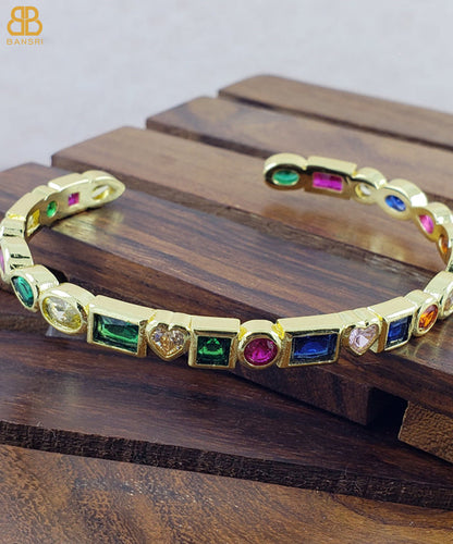 Multi Uncut Stone Flexi Bangle Bracelet